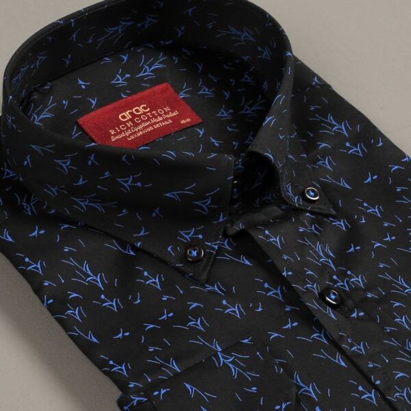Smart Fit Navy Blue Fashion Shirt - Image 2