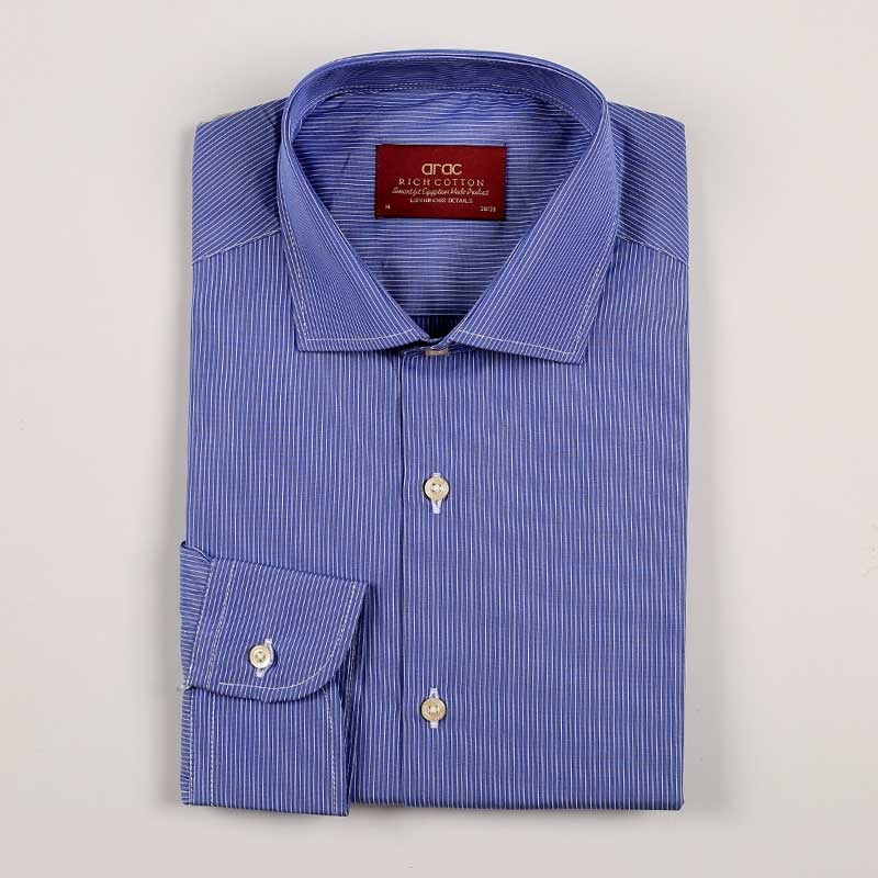 Smart Fit Striped Navy Blue Shirt