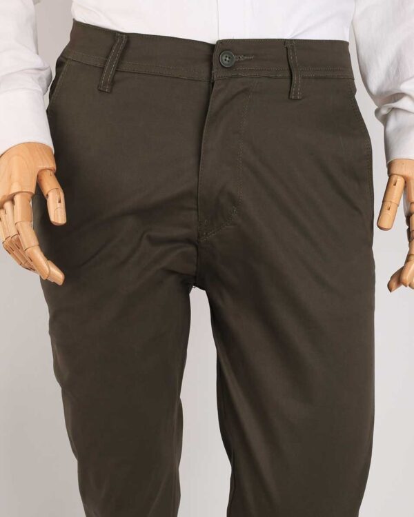 Smart Fit Olive Green Gabardine Pants - Image 2