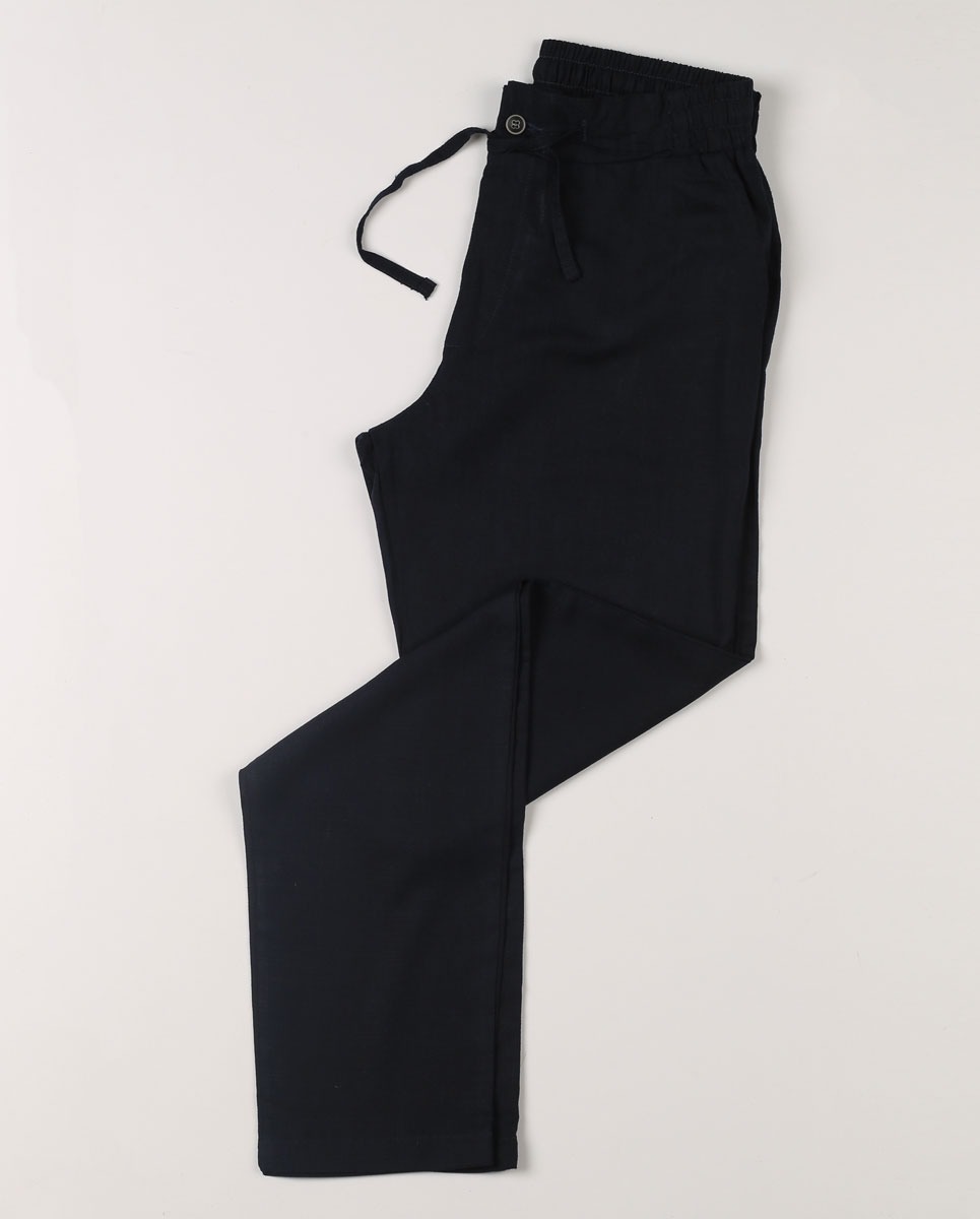Linen Viscose Navy Blue Sweet Pants