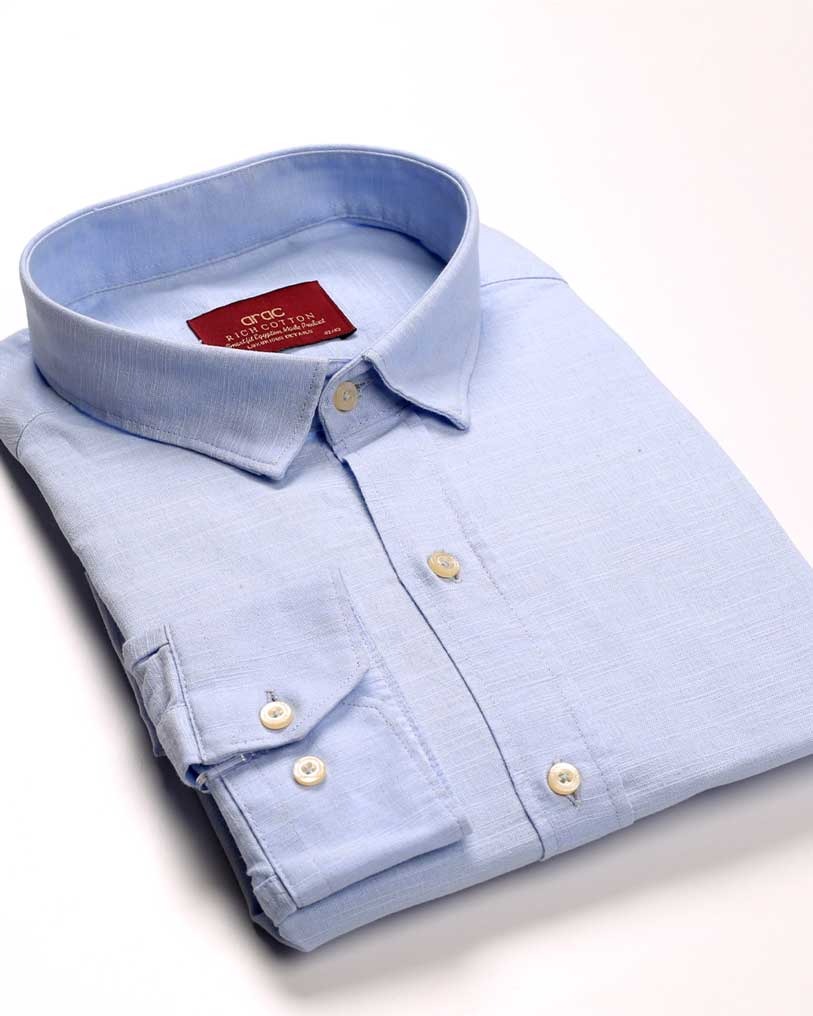 Smart Fit Linen Sky blue Shirt